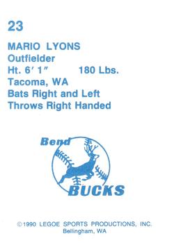 1990 Legoe Bend Bucks #23 Mario Lyons Back