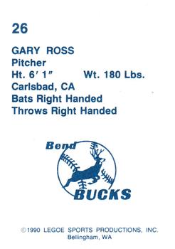 1990 Legoe Bend Bucks #26 Gary Ross Back