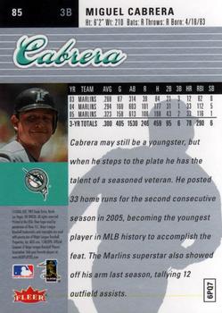 2006 Ultra #85 Miguel Cabrera Back