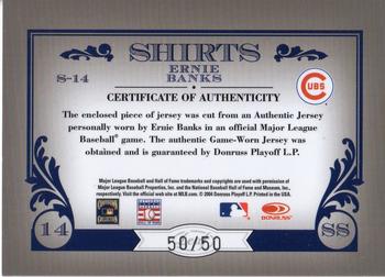 2005 Leaf Century - Shirts #S-14 Ernie Banks Back