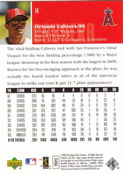 2006 Upper Deck #14 Orlando Cabrera Back