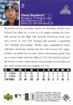 2006 Upper Deck #22 Chris Snyder Back
