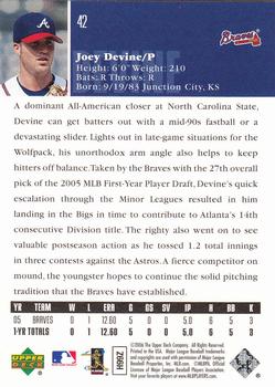2006 Upper Deck #42 Joey Devine Back