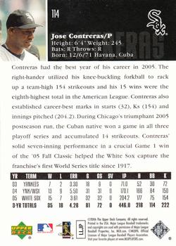 2006 Upper Deck #114 Jose Contreras Back