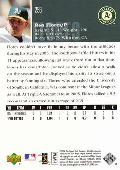 2006 Upper Deck #236 Ron Flores Back