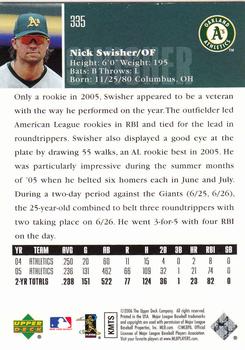 2006 Upper Deck #335 Nick Swisher Back
