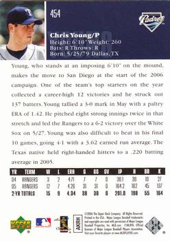 2006 Upper Deck #454 Chris Young Back