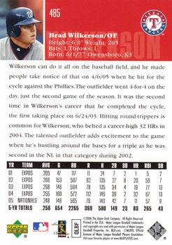 2006 Upper Deck #485 Brad Wilkerson Back