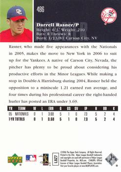 2006 Upper Deck #486 Darrell Rasner Back