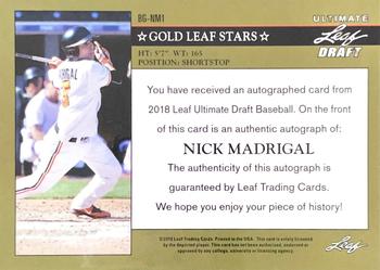 2018 Leaf Ultimate - 1992 Leaf Black Gold Autographs #BG-NM1 Nick Madrigal Back