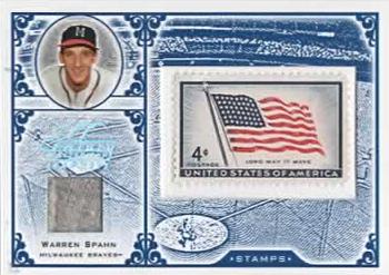 2005 Leaf Century - Stamps Material USA Flag #S-63 Warren Spahn Front