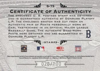 2005 Leaf Century - Stamps Material USA Flag #S-75 Carl Yastrzemski Back
