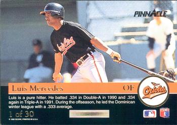 1992 Pinnacle Rookies #1 Luis Mercedes Back