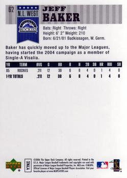 2006 Upper Deck First Pitch #62 Jeff Baker Back