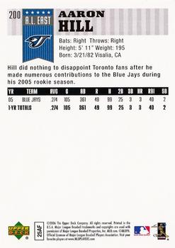 2006 Upper Deck First Pitch #200 Aaron Hill Back