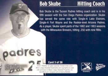 2011 MultiAd Tucson Padres #3 Bob Skube Back
