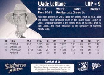 2011 MultiAd Tucson Padres #24 Wade LeBlanc Back