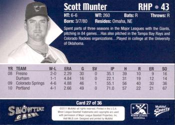 2011 MultiAd Tucson Padres #27 Scott Munter Back