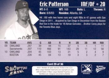 2011 MultiAd Tucson Padres #29 Eric Patterson Back