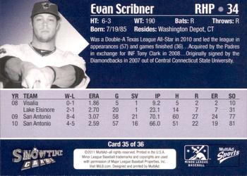 2011 MultiAd Tucson Padres #35 Evan Scribner Back