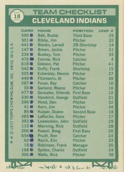 1977 Topps - Team Checklists #18 Cleveland Indians / Frank Robinson Back