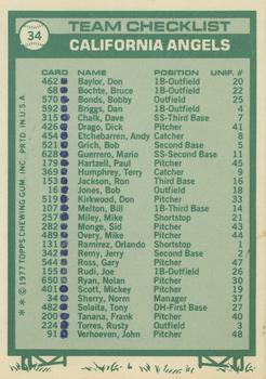 1977 Topps - Team Checklists #34 California Angels / Norm Sherry Back