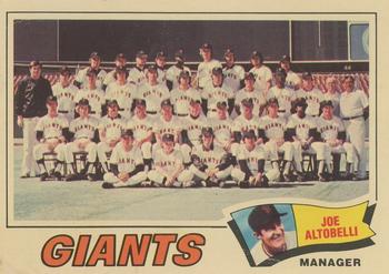 1977 Topps - Team Checklists #211 San Francisco Giants / Joe Altobelli Front