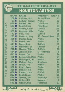 1977 Topps - Team Checklists #327 Houston Astros / Bill Virdon Back