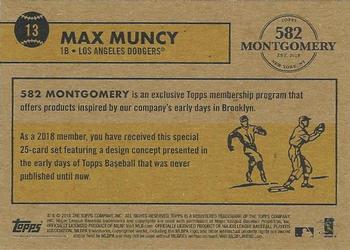 2018-19 Topps 582 Montgomery Club Set 1 #13 Max Muncy Back