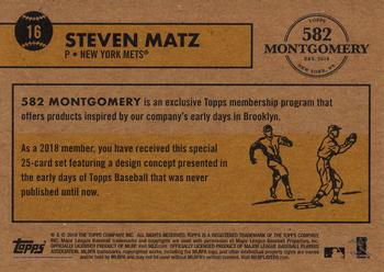 2018-19 Topps 582 Montgomery Club Set 1 #16 Steven Matz Back
