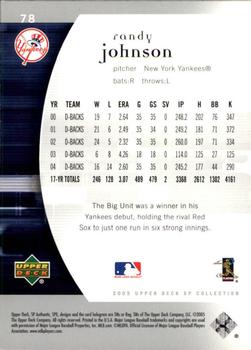 2005 SP Collection - 2005 SP Authentic #78 Randy Johnson Back