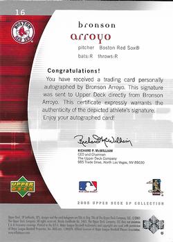 2005 SP Collection - SP Authentic Signatures #16 Bronson Arroyo Back