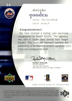 2005 SP Collection - SP Authentic Signatures #34 Dwight Gooden Back