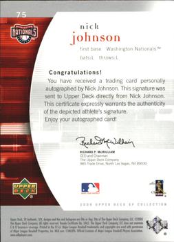 2005 SP Collection - SP Authentic Signatures #75 Nick Johnson Back