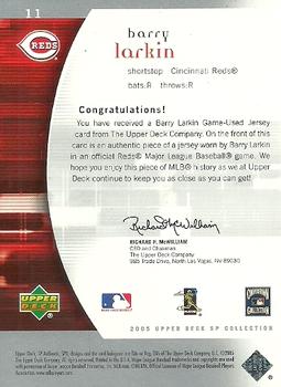 2005 SP Collection - SP Authentic Materials #11 Barry Larkin Back