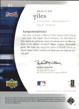 2005 SP Collection - SP Authentic Materials #61 Marcus Giles Back