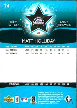 2006 Upper Deck Future Stars #24 Matt Holliday Back