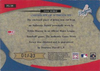 2005 Leaf Certified Materials - Fabric of the Game Jersey Number #FG-38 Eddie Murray Back