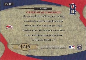 2005 Leaf Certified Materials - Fabric of the Game Jersey Number #FG-44 Fred Lynn Back