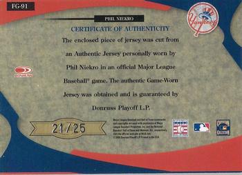 2005 Leaf Certified Materials - Fabric of the Game Prime #FG-91 Phil Niekro Back