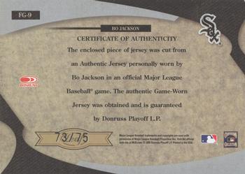2005 Leaf Certified Materials - Fabric of the Game Stats #FG-9 Bo Jackson Back