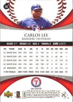 2006 Upper Deck Ovation #16 Carlos Lee Back