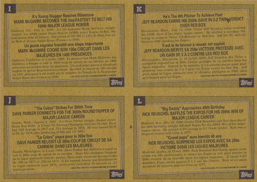 1990 O-Pee-Chee - Wax Box Bottom Panels #I-J-K-L Mark McGwire / Dave Parker / Jeff Reardon / Rick Reuschel Back