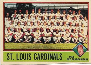1976 Topps - Team Checklists #581 St. Louis Cardinals / Red Schoendienst Front