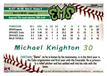 2016 Grandstand Eugene Emeralds #NNO Michael Knighton Back