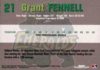 2018 Grandstand Eugene Emeralds #NNO Grant Fennell Back