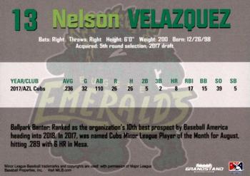 2018 Grandstand Eugene Emeralds #NNO Nelson Velazquez Back