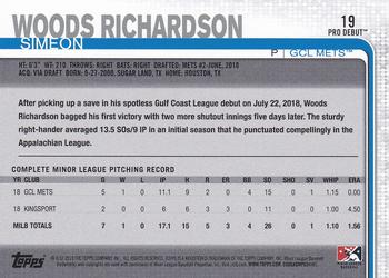 2019 Topps Pro Debut #19 Simeon Woods Richardson Back