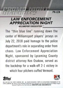 2019 Topps Pro Debut - Promo Night Uniforms #PN-LEN Law Enforcement Appreciation Night Back