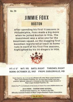 2019 Panini Diamond Kings #20 Jimmie Foxx Back